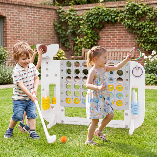 Giant 4-to-Score Game Set Jumbo Connect Four Game with Ring-toss-Blue