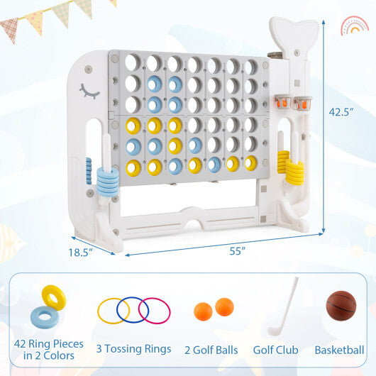 Giant 4-to-Score Game Set Jumbo Connect Four Game with Ring-toss-Blue