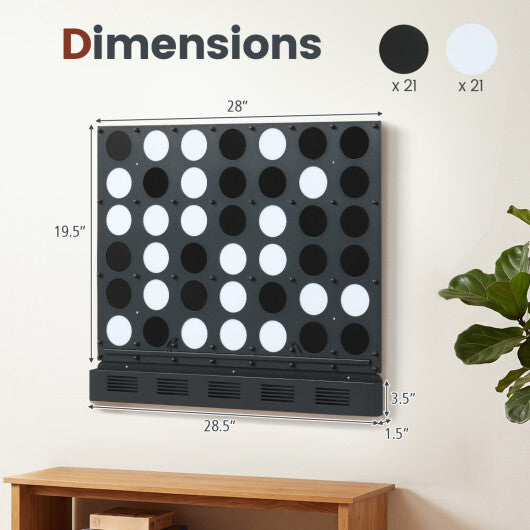 Wall-mounted Metal Connect-4 Game with Acrylic Discs-Walnut