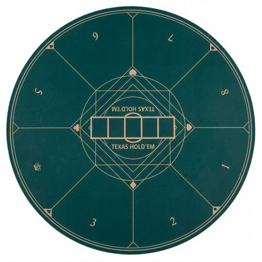 Round Poker Mat for Texas Hold'em 40 inch Portable Foldable Anti-Slip Rubber Base Table Layout-Green