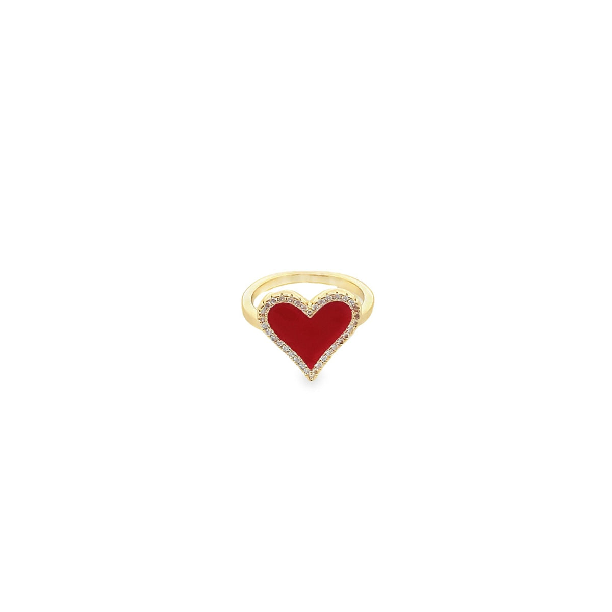 Enamel Micro CZ Heart Ring (D67)