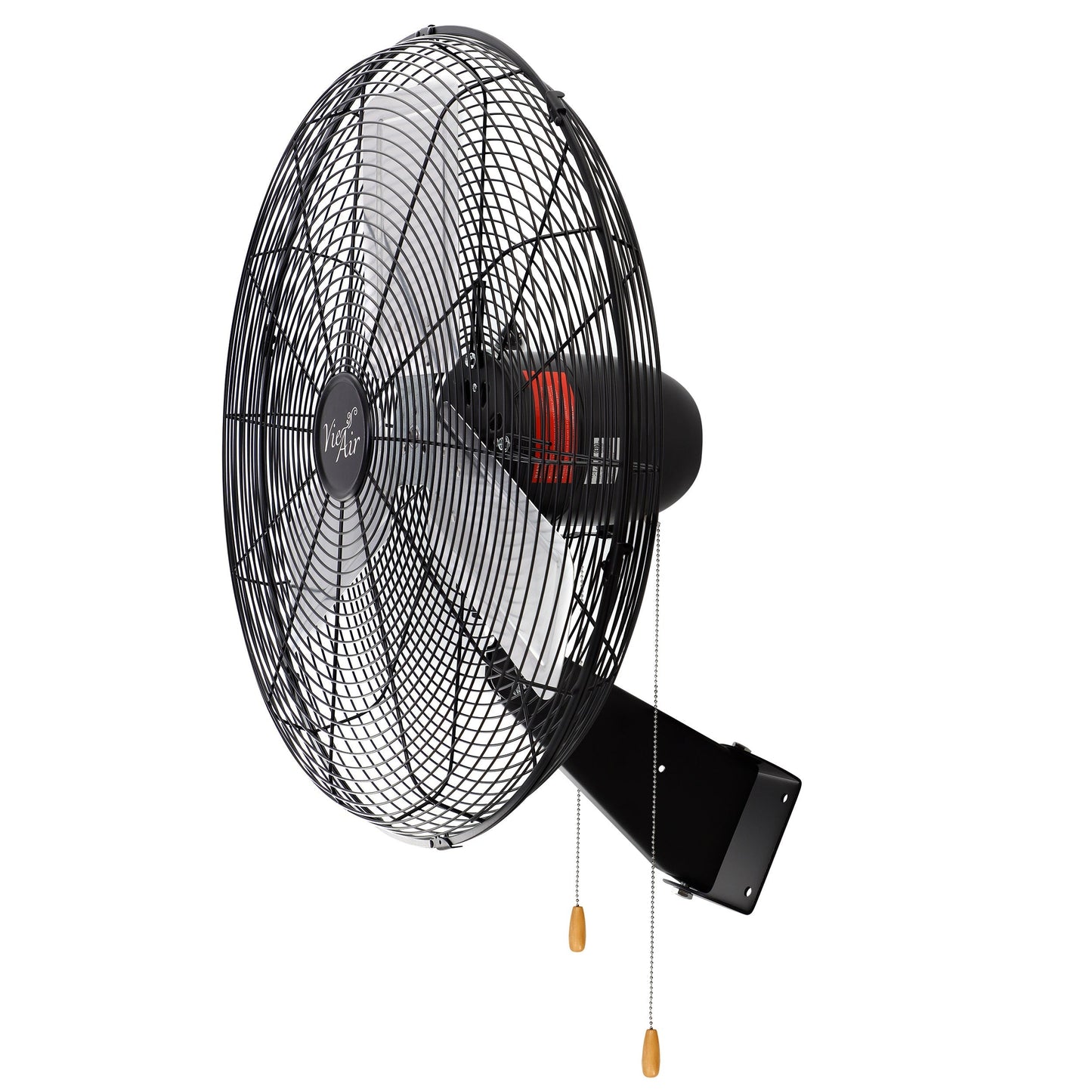 The Vie Air 24 Inch Tilting Wall Mountable Heavy Duty Commercial Strength Oscillating Fan with 3 Speed Motor in Black
