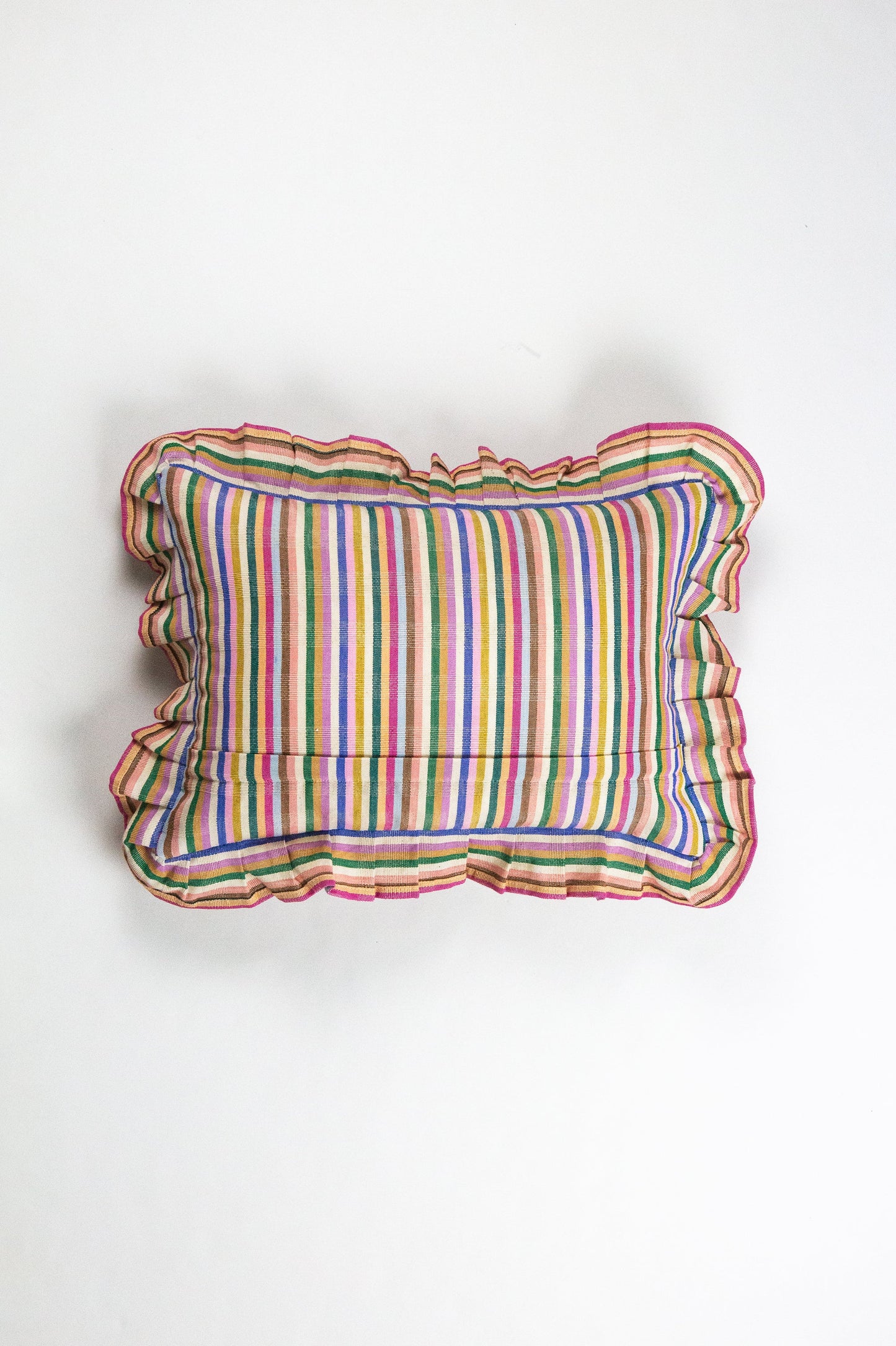 Valentina Ruffle Rainbow Stripe Pillow