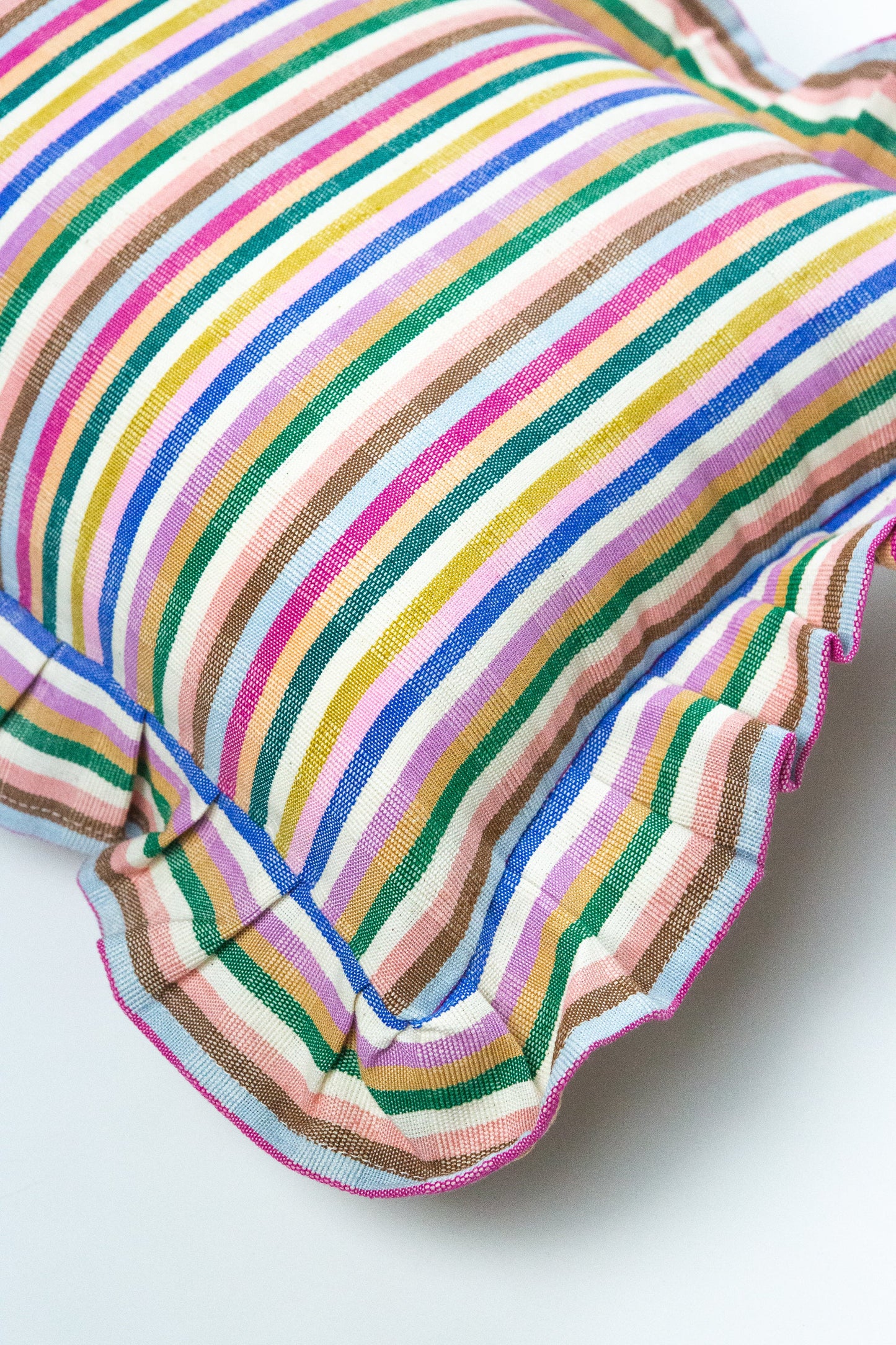 Valentina Ruffle Rainbow Stripe Pillow