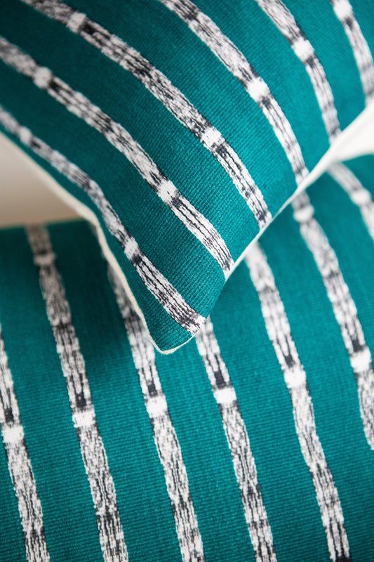 Vintage Teal Green Ikat Pillow