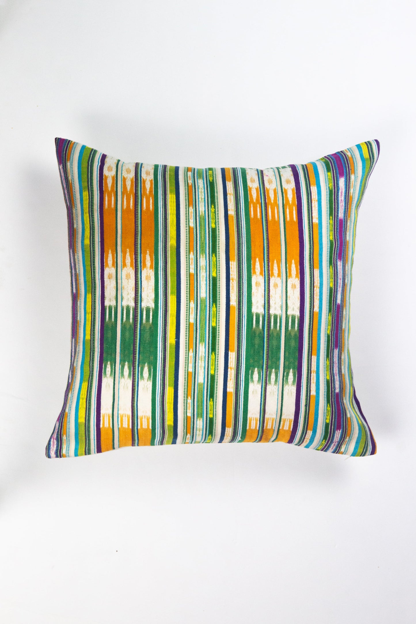 Vintage Green and Peach Ikat Pillow