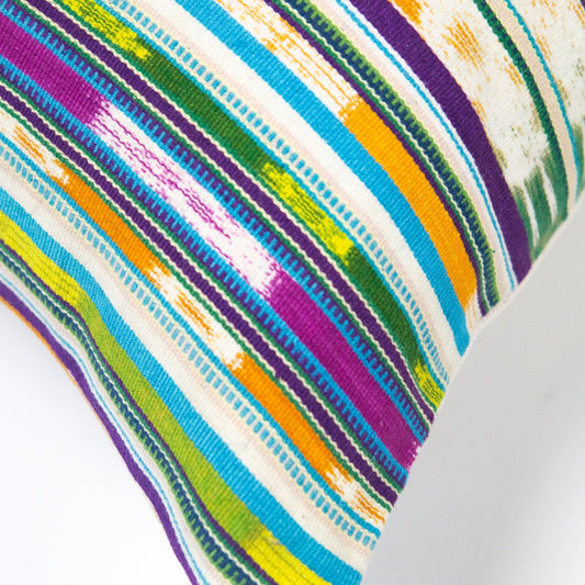 Vintage Green and Peach Ikat Pillow