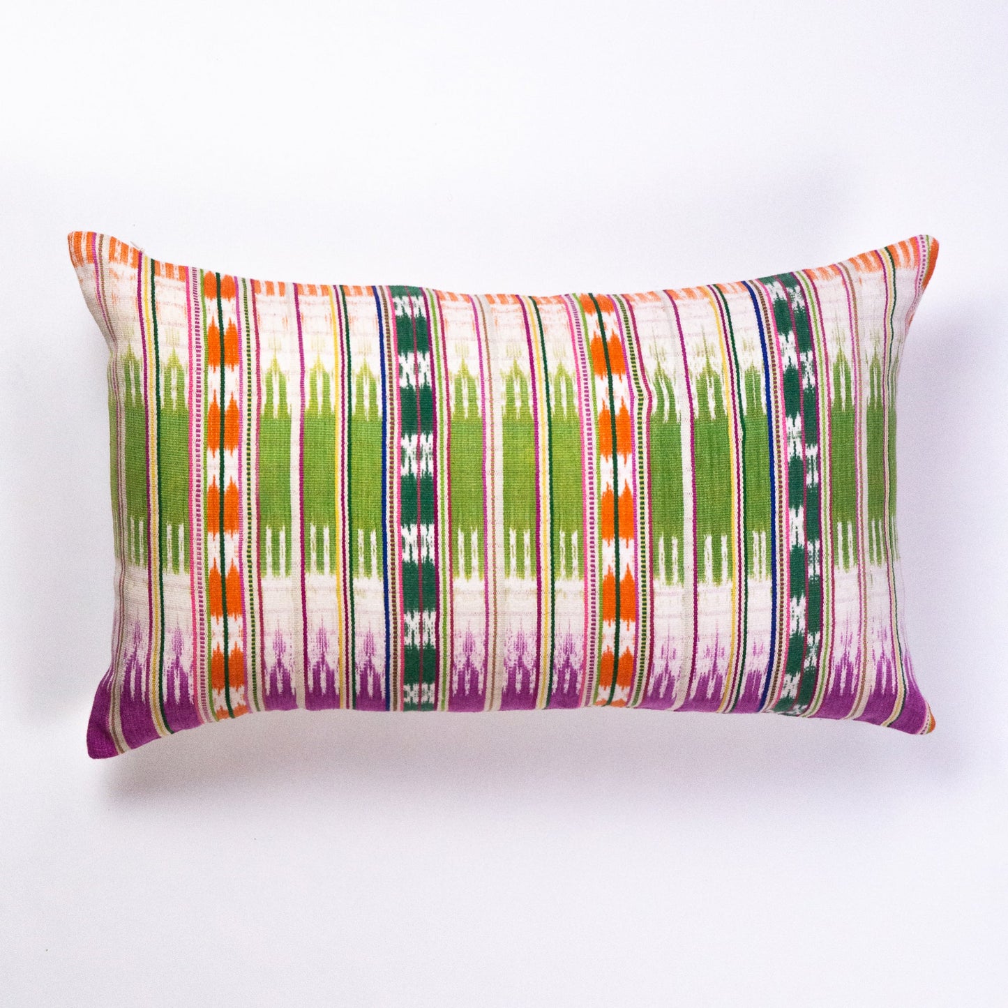 Vintage Ikat Orange and Green Pillow