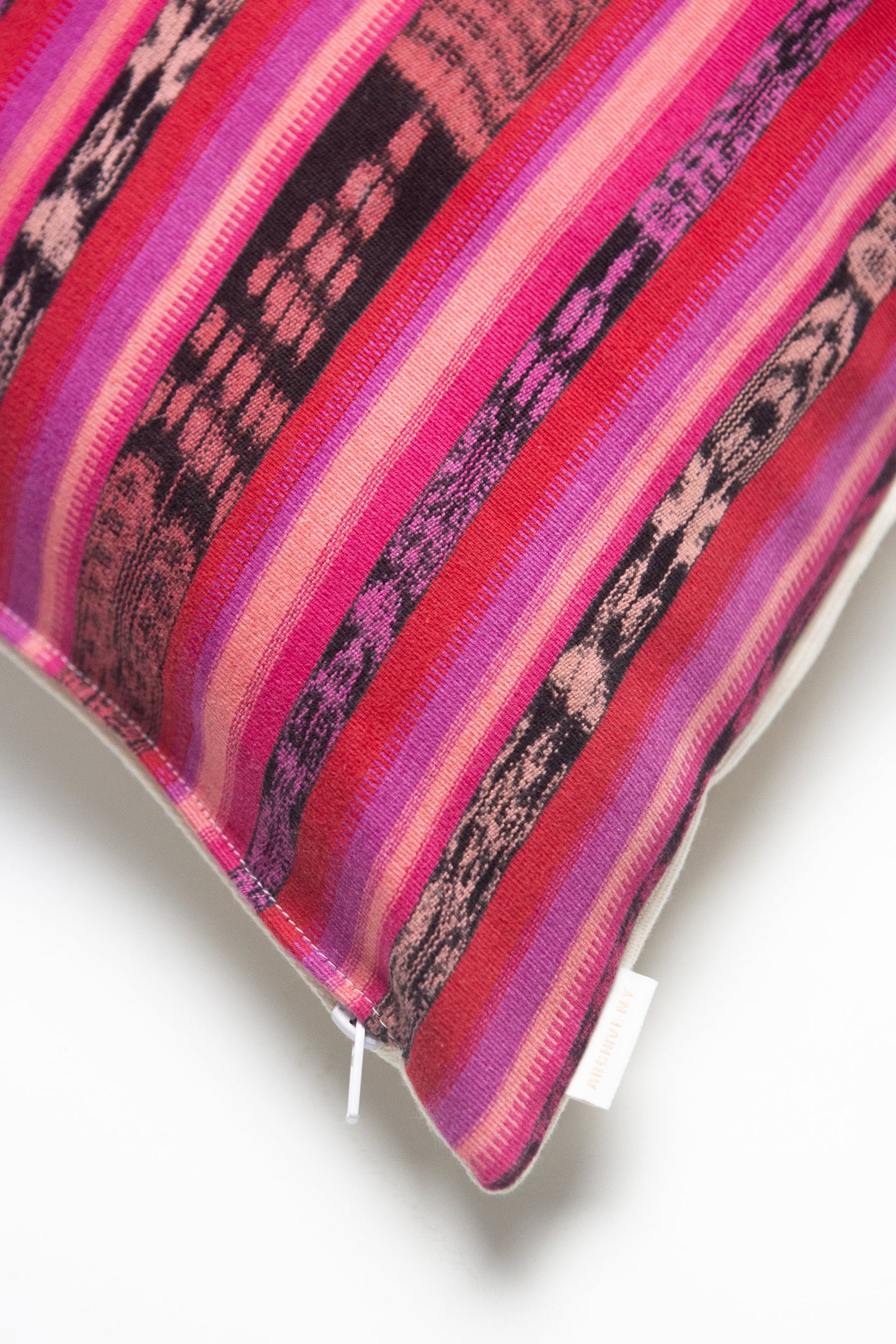 Vintage Magenta, Red and Black Ikat Pillow