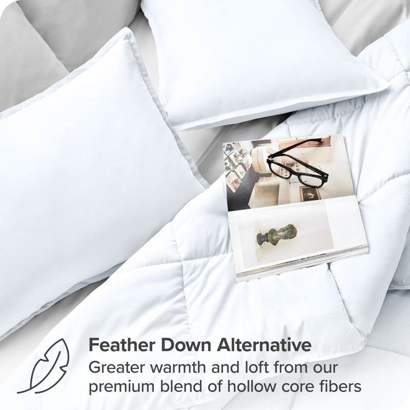 Twin/Twin XL size Super Soft Microfiber Down Alternative Comforter Set White