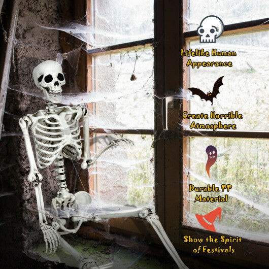 Costway 5.4ft Halloween Christmas Skeleton Life Size Realistic Full Body Hanging with Movable Joints 63 Inches