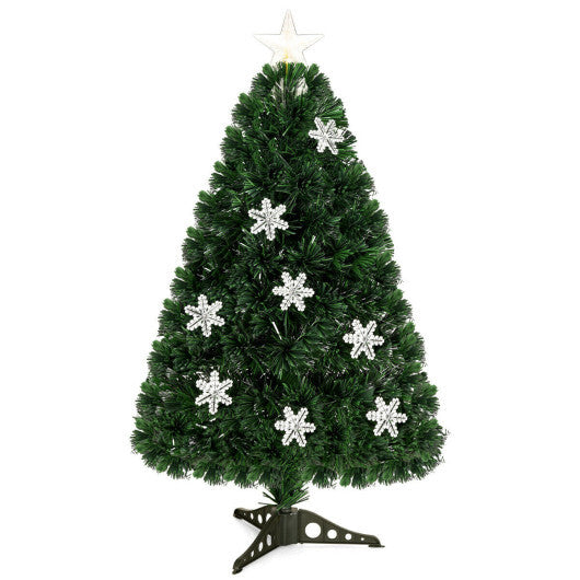 Costway LED Optic Artificial Christmas Tree with Snowflakes-3 Feet