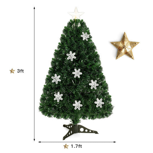 Costway LED Optic Artificial Christmas Tree with Snowflakes-3 Feet