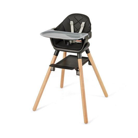 Costway 6 in 1 Convertible Highchair with Safety Harness and Removable Tray Black