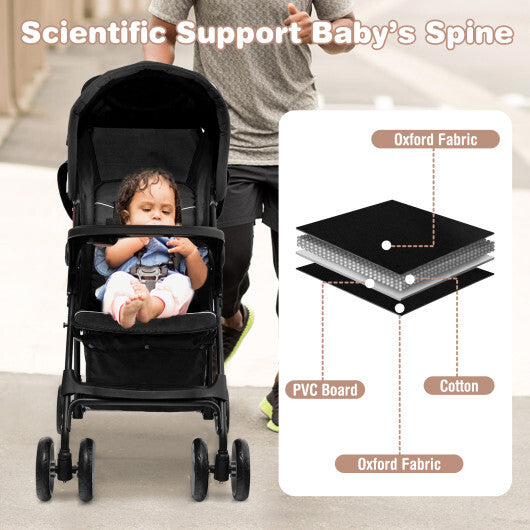Foldable Lightweight Baby Stroller Travel Pushchair 0-36 Months Age Group 13 lbs Black