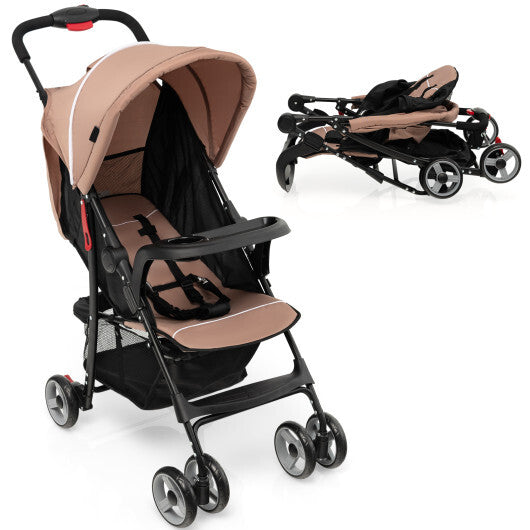 Foldable Lightweight Baby Stroller Travel Pushchair 0-36 Months Age Group 13 lbs Coffee