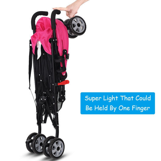 Folding Lightweight Baby Toddler Umbrella Travel Stroller with Storage Basket Pink