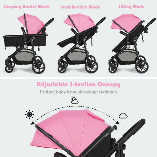 Babyjoy 2 in 1 Foldable Baby Stroller Kids Travel Newborn Infant Buggy Pushchair 22 lbs Pink