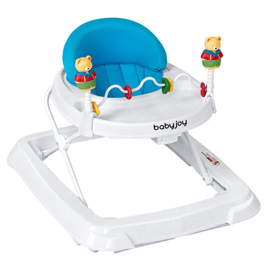Walker Adjustable Height Removable Toy Wheels Folding Portable Blue