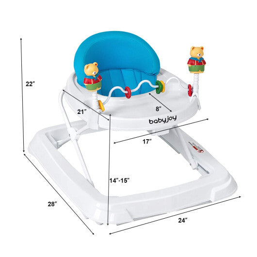 Walker Adjustable Height Removable Toy Wheels Folding Portable Blue