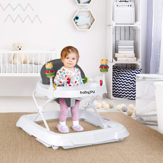 Walker Adjustable Height Removable Toy Wheels Folding Portable Grey