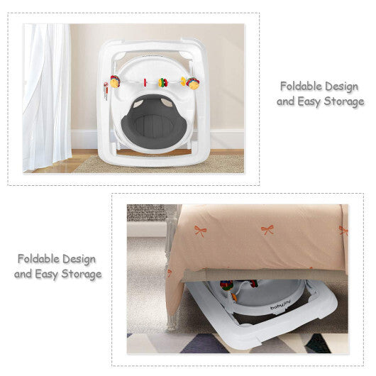 Walker Adjustable Height Removable Toy Wheels Folding Portable Grey
