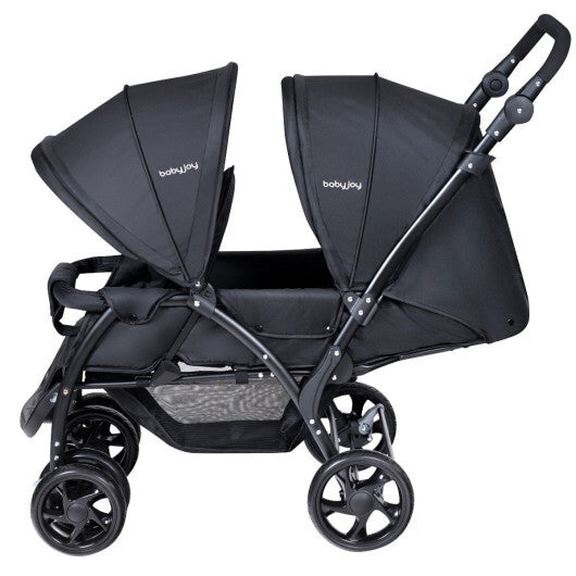 Double Stroller Foldable Baby Twin Lightweight Travel Stroller Infant Pushchair Black
