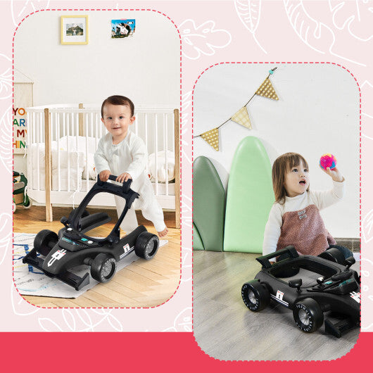4-in-1 Baby Walker Foldable Activity Push Walker Adjustable Black