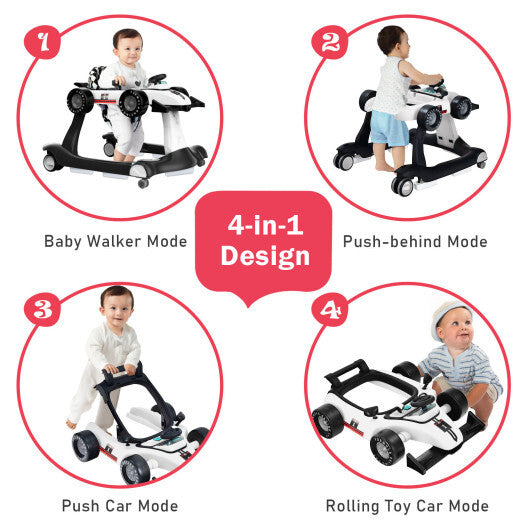 Costway 4-in-1 Baby Walker Foldable Activity Push Walker Adjustable White