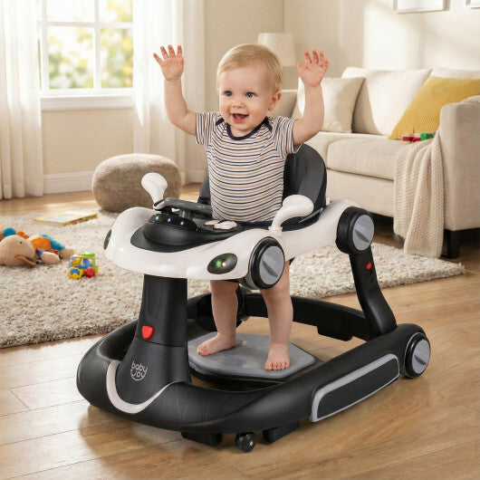 Costway 6-in-1 Baby Walker with Canopy Portable Activity Center Bouncer Rocker Combo with Music-White