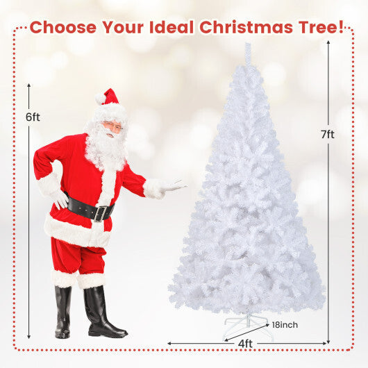 Costway 7Ft Artificial PVC Christmas Tree Stand Indoor Outdoor White