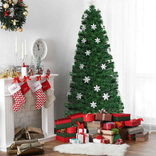 LED Optic Artificial Christmas Tree with Snowflakes 6 Feet