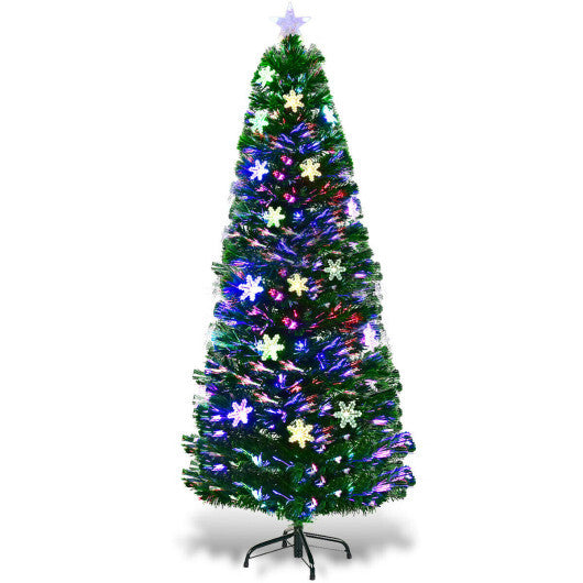 LED Optic Artificial Christmas Tree with Snowflakes 6 Feet
