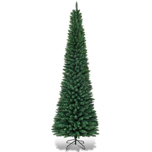 7Ft PVC Artificial Pencil Christmas Tree Slim Stand Green