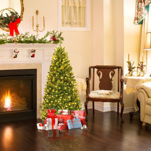 4Ft Pre-Lit Artificial Christmas Tree Hinged 100 LED Lights