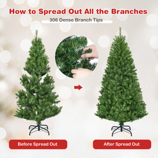 4Ft Pre-Lit Artificial Christmas Tree Hinged 100 LED Lights