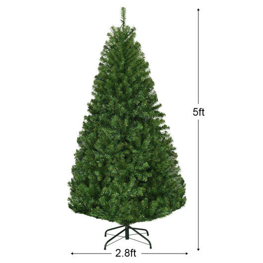 5Ft Pre-Lit Artificial Christmas Tree Hinged 150 LED Lights