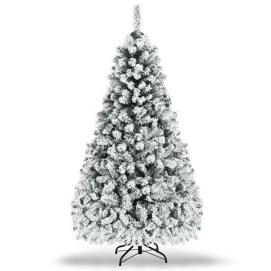 6 ft Pre-Lit Premium Snow Flocked Hinged Artificial Christmas Tree with 250 Lights