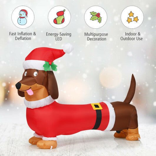 Costway 5 Feet Inflatable Christmas Dog with LED Lights