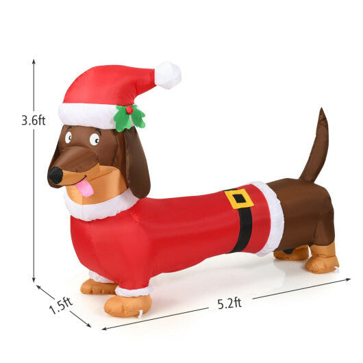 Costway 5 Feet Inflatable Christmas Dog with LED Lights