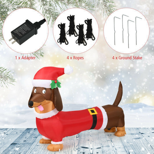 Costway 5 Feet Inflatable Christmas Dog with LED Lights