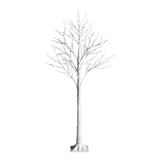 Costway 5 Feet Pre-lit White Twig Birch Tree with 72 LED Lights for Christmas
