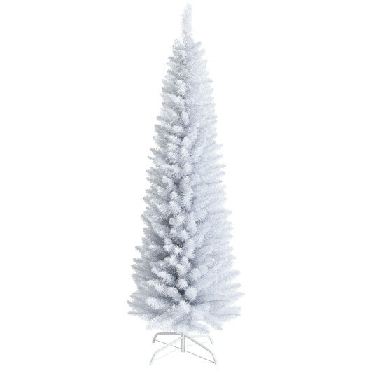 Costway 6 Feet Unlit Artificial Slim Pencil Christmas Tree with Metal Stand