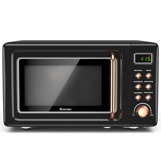 Costway 0.7Cu.ft Retro Countertop Microwave Oven 700W LED Display Glass Turntable New