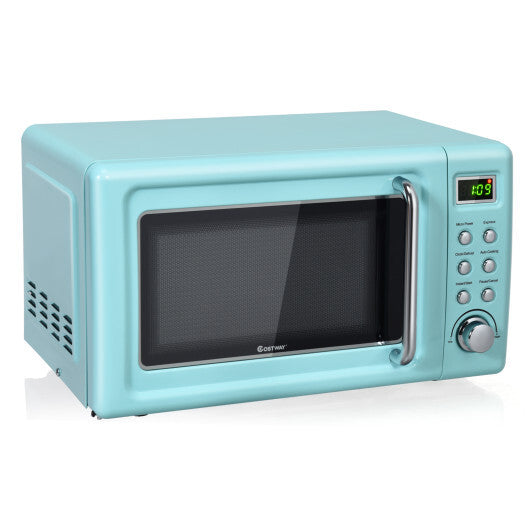 Costway 0.7Cu.ft Retro Countertop Microwave Oven 700W LED Display Glass Turntable Green