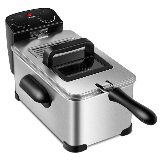 Electric Deep Fryer 3.2 QT/12-Cup Stainless Steel 1700W with Frying Basket