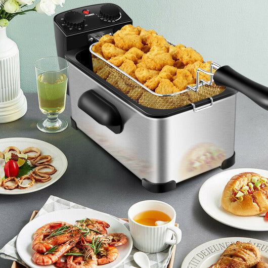 Electric Deep Fryer 3.2 QT/12-Cup Stainless Steel 1700W with Frying Basket