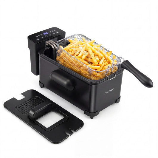 Costway 3.2-Qt Electric Deep Fryer with 1700W LED Touch Screen and Enamel Oil Tank-Black