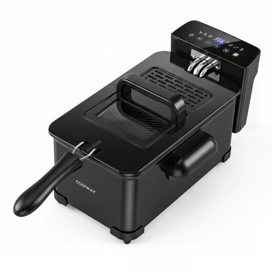 Costway 3.2-Qt Electric Deep Fryer with 1700W LED Touch Screen and Enamel Oil Tank-Black