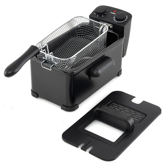 3.2 Quart Electric Stainless Steel Deep Fryer with Timer Black